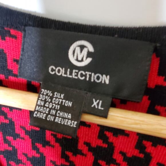 CM Collection Red & Black button up long sleeve houndstooth sweater / Dress  XL - Picture 5 of 10